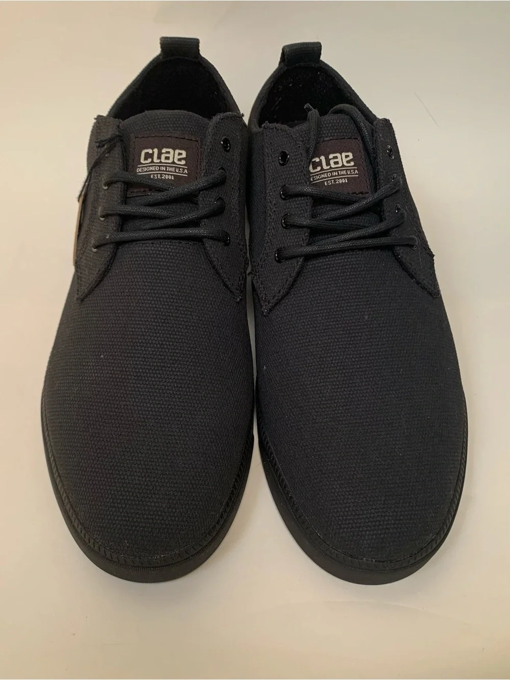 Clae Ellington Textile - Men's Black Waxed Canvas Shoes - sz 8 Preppy